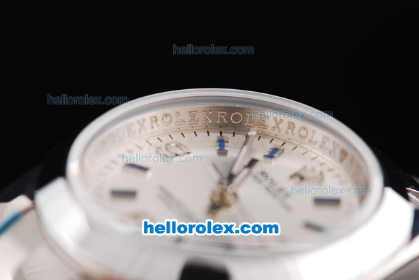 Rolex Air King Oyster Perpetual Swiss ETA 2836 Automatic Movement Silver Case with Silver Dial and Blue Stick Markers-Lady Size - Click Image to Close